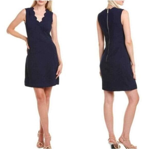 Dresses & Skirts - Ted Baker London Rubeyed Scallop Edge Shift Dress Navy Size 4 (US 10) EUC
